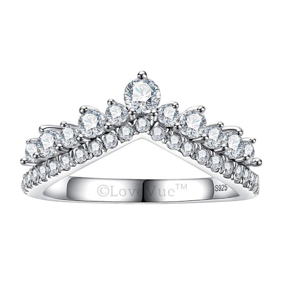 Jewelry - Elegant Diamond Moissanite Chevron Ring Band Enhancer